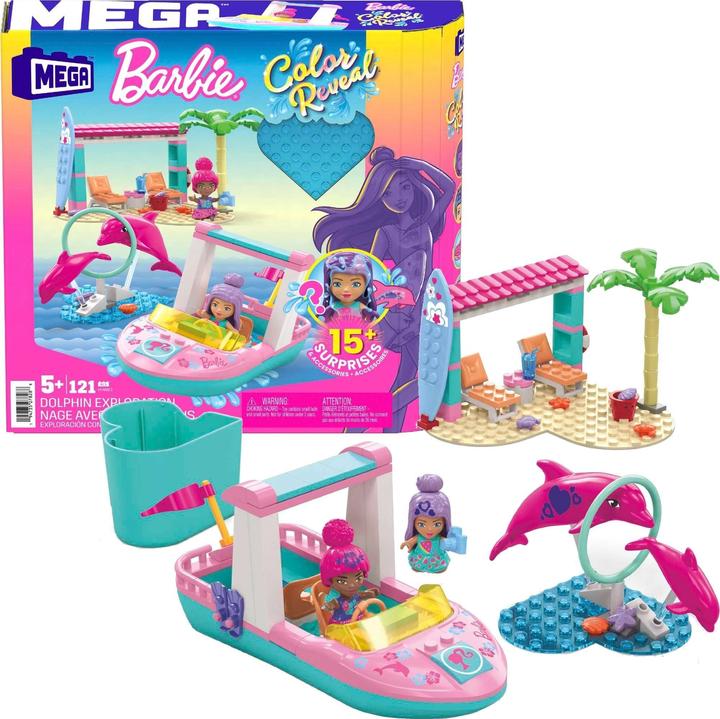 Mattel Mega Construx Barbie - Colour Openable Dolphin Adventure Building Set