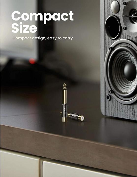 Actual product image Ugreen 6.35 mm jack plug to RCA cinch socket adapter (Jack adapter)