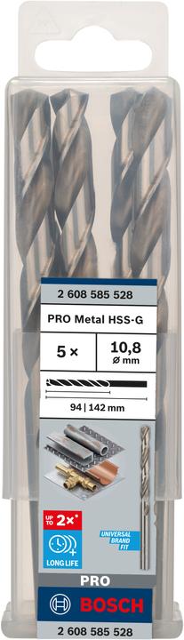 Immagine prodotto Bosch Professional Zubehör Punta PRO Metal HSS-G, 10,8 x 94 x 142 mm (10,8 mm)