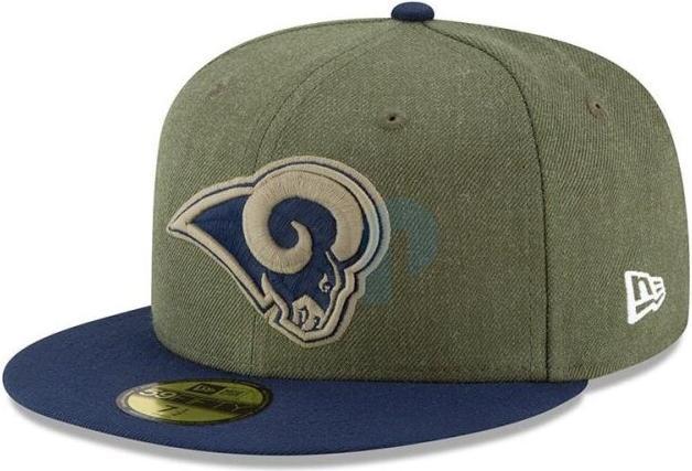 New Era NFL - Los Angeles Rams - On Field 2018 Salute to Service 59Fifty Cap Oliv 7 1/4 (56)