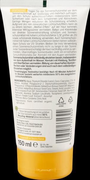 Nährwerte und Zutaten dm alverde Kids sensitiv (Sonnencreme, SPF 50, 150 ml)