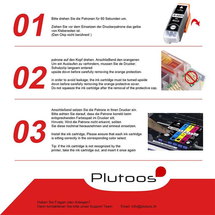 Image du produit Plutoos Epson T3351 33XL Cartouche XXL compatible, Noir C 13 T 33514010 (CF)