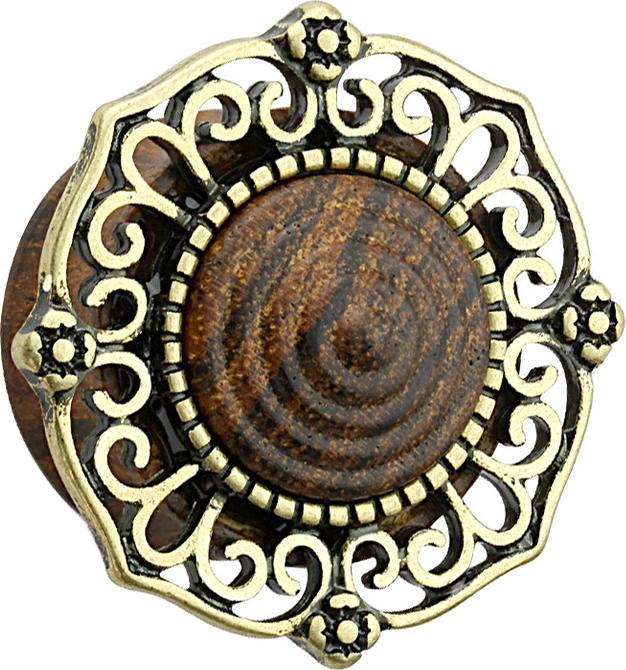Produktbild Star Piercing Flared Plug aus Sonoholz mit Tribal Schild (Organisch, Messing)