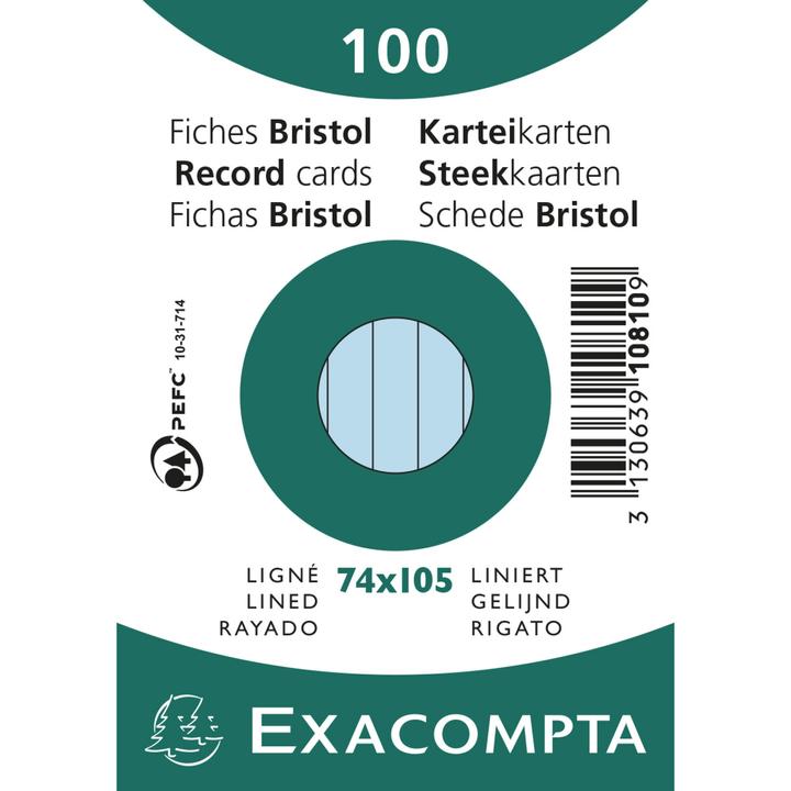 Image du produit Exacompta Fiches (74 x 105 mm, 205 g/m², 100 x)