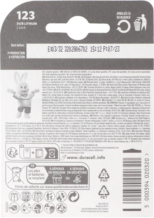 Immagine prodotto Duracell High Power Lithium (2 pz., CR123A, 1400 mAh)