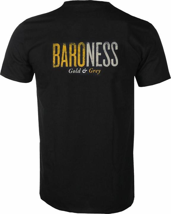 Actual product image Baroness Unisex Adult Gold & Grey Back Print Cotton T-Shirt (M)