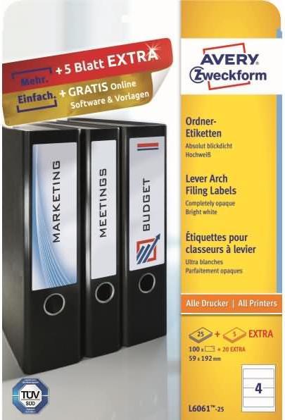 Immagine prodotto Avery L6061-25 Etichette 59x192 mm