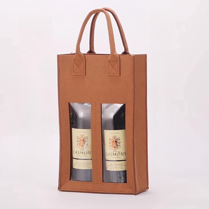 Produktbild Only-Bags.Store 1 Stück Stoff Wein Tragetasche, stossfest, stossfest, Geschenk-Tasche (Weinverschluss)