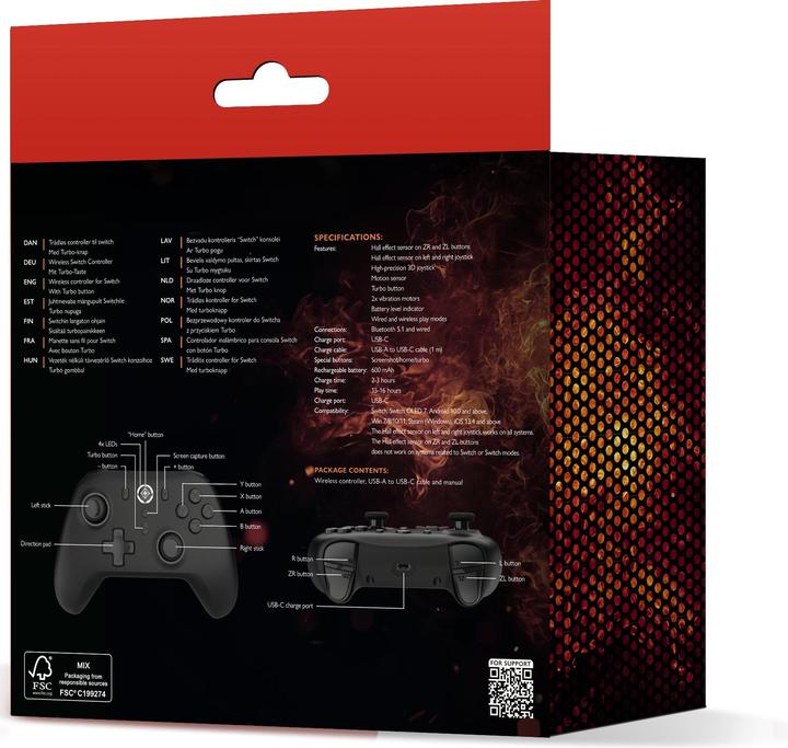 Produktbild Deltaco Wireless Controller f. Switch, PC (Android, iOS, Switch, Steam Machine, Switch OLED)