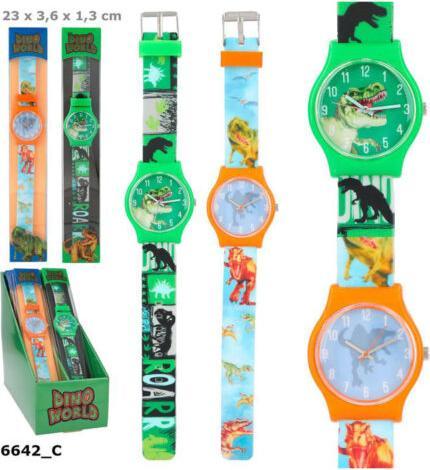 Produktbild Magni Depesche 6642 Dino World - Armbanduhr für Kinder mit Silikon-Armband, im Dinosaurier Design, spritzw
