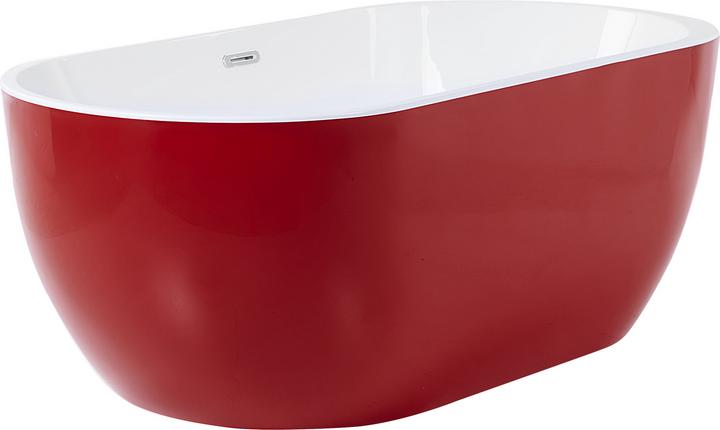 Produktbild Beliani Badewanne freistehend rot oval 160 x 75 cm NEVIS (203 l, 107 cm, 75 cm)