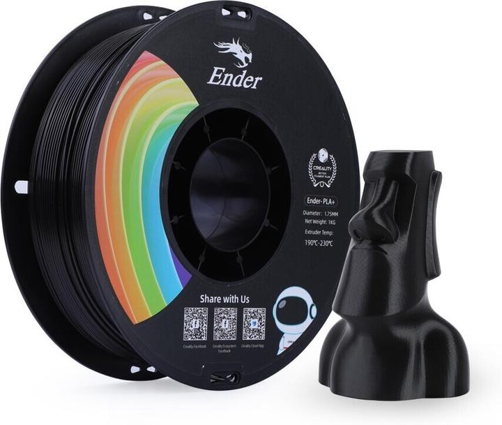 Immagine prodotto Creality Filament PLA+ (PLA, 1.75 mm, 1000 g, Nero)