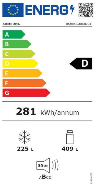 Energie-Label Samsung RS68CG883DB1WS (634 l)