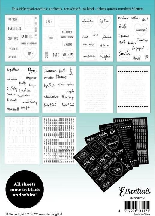 Produktbild art by marlene Sticker Block Sentiments 20 Stück Essentials