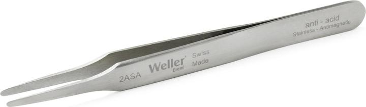 Actual product image Weller Erem Erem Stainless Steel Tweezers Acid Resistant, Tip Straight, Flat Rounded, 120 mm