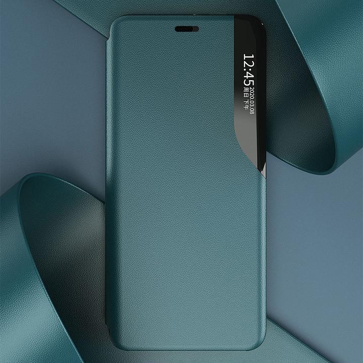 Image du produit Hurtel Eco Leather View Case étui élégant de type bibliothèque avec béquille pour iPhone 13 mini bleu (Apple iPhone 13 mini)