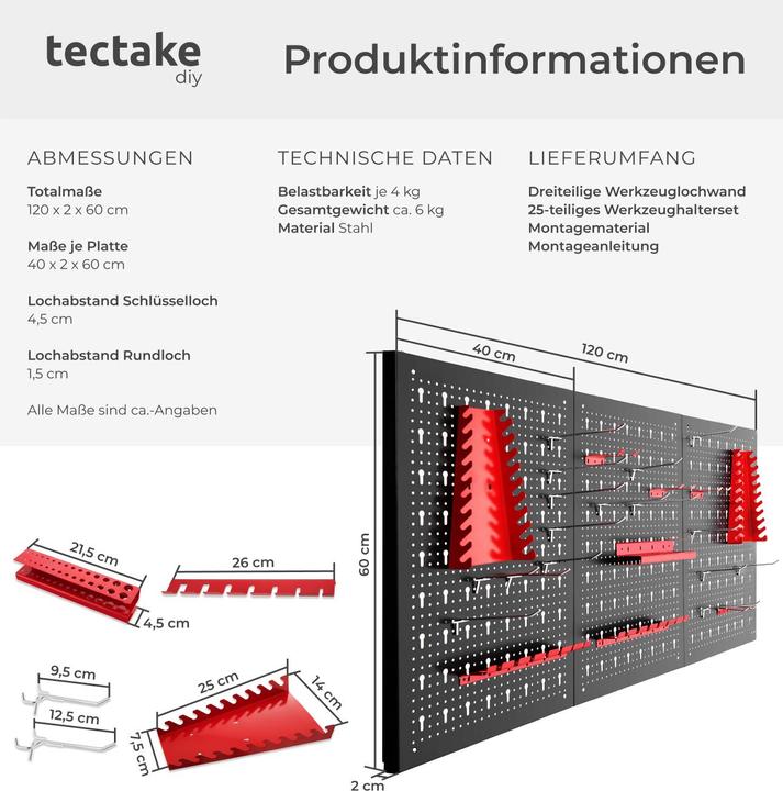 Produktbild tectake Werkzeuglochwand