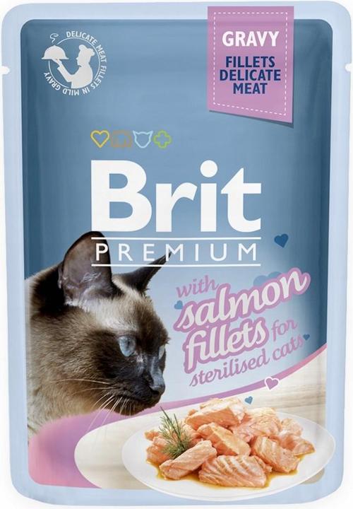 Produktbild Brit Premium Sterilisierte Bratensosse Lachs - Nassfutter für Katzen - 85g (Senior, 85 g)