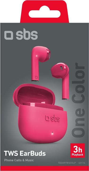 Produktbild SBS One Color True Wireless Stereo (TWS) In-Ear Musik und Bluetooth Anrufe Pink (3 h, Kabelgebunden)