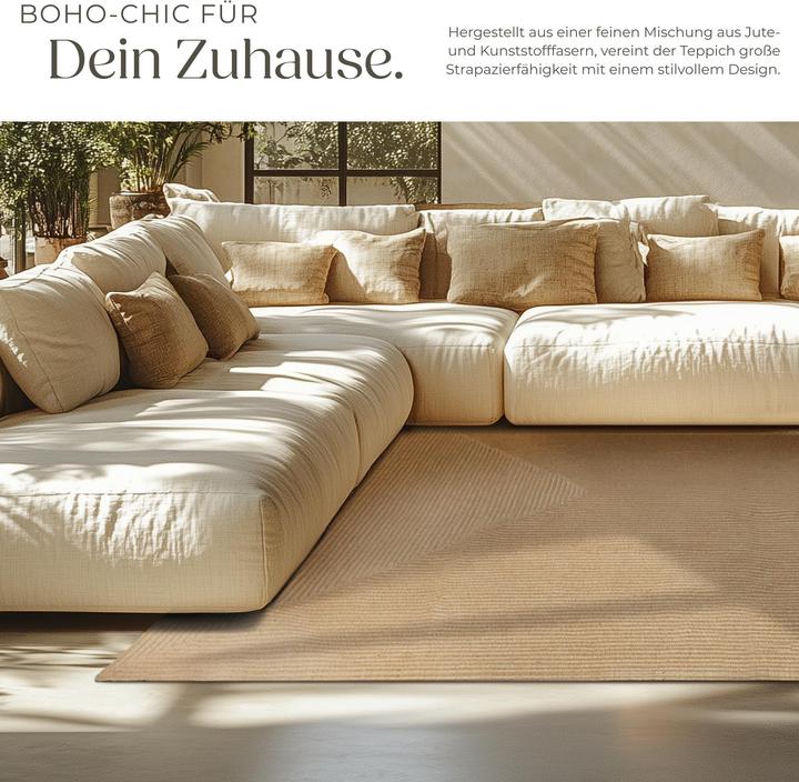 Immagine prodotto tectake Tappeto intrecciato Vibe in juta, stile boho-chic (290 x 200 x 0,5 cm)