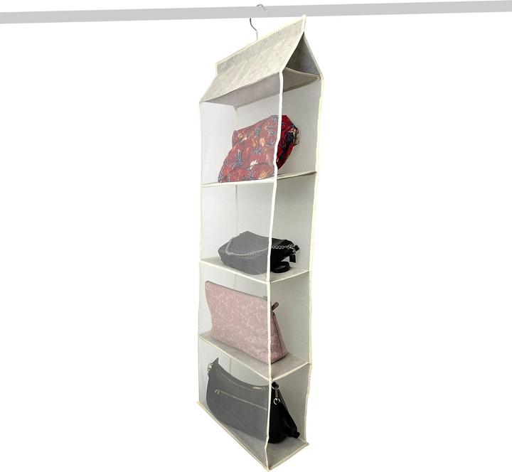 Hermex Handtaschen-Organizer zum Aufhängen Hängeaufbewahrung 4 Fächer Beige