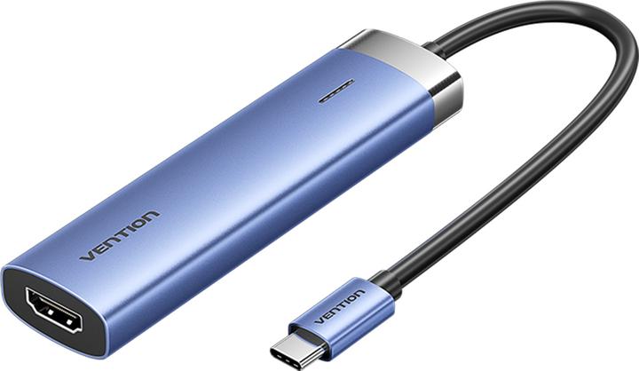 Actual product image Vention USB-C to HDMI/USB 3.0 x 3/PD Docking Station 0.15M Blue Aluminum Alloy Type (USB-C)