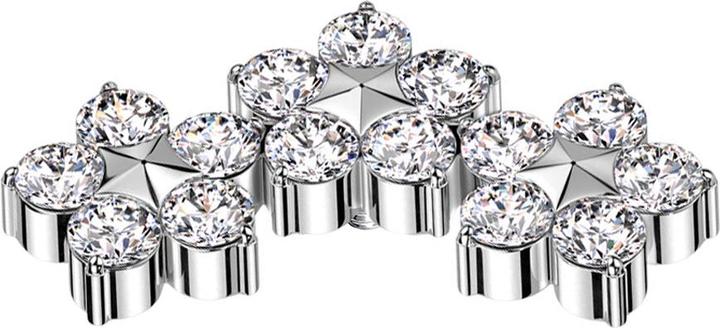 Produktbild Star Piercing Dermal Anchor silber drei Blumen mit Stern Kristalle silber (ohne Messing, Titan G23)