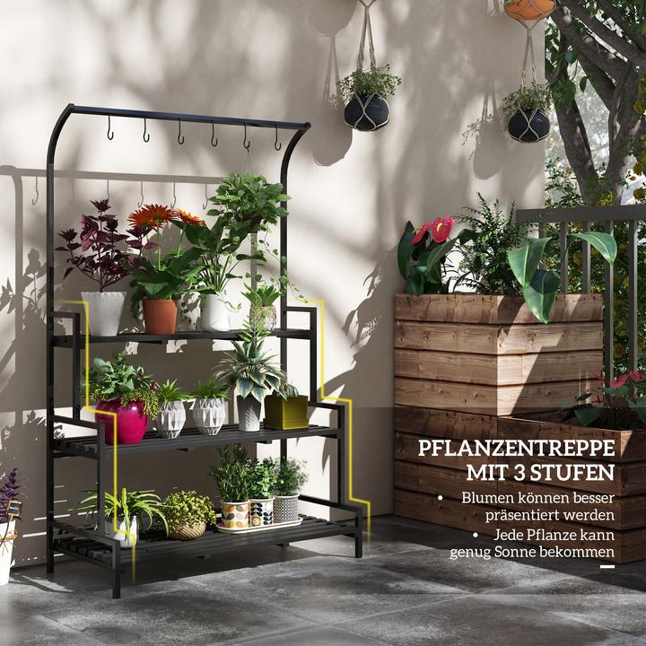 Produktbild Outsunny Blumenständertreppe mit 6 Haken