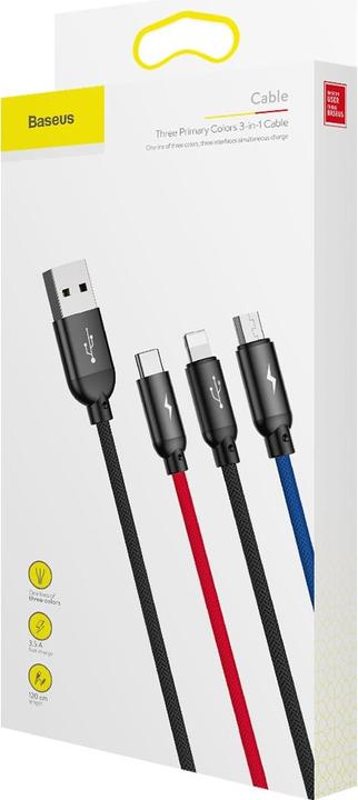 Image du produit Baseus Trois couleurs primaires 3 en 1 (1.20 m, USB 2.0)