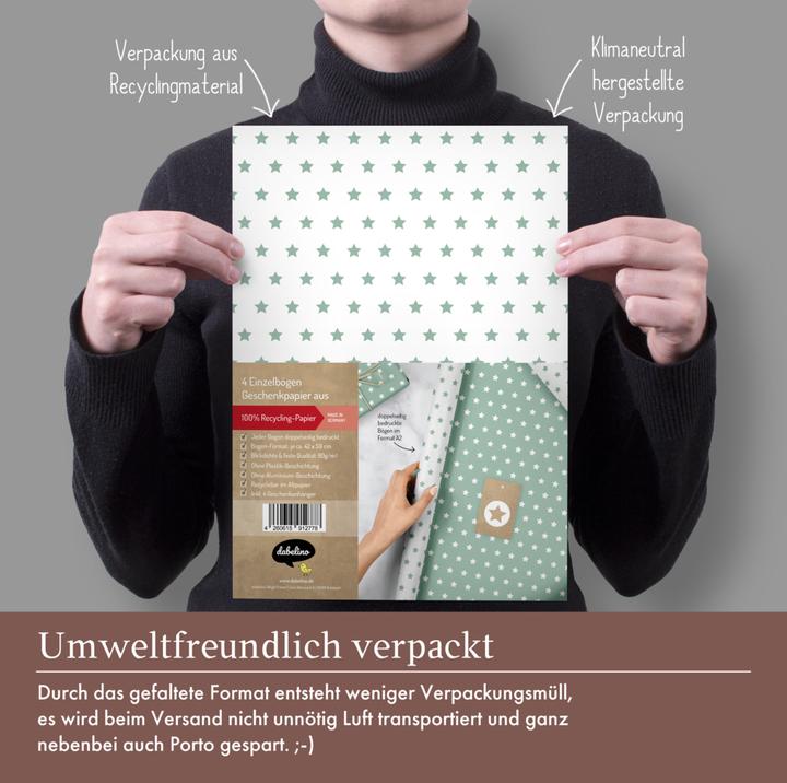 Image du produit Dabelino Set de papier cadeau pour étoiles (menthe-vert) (Papier cadeau, 4 x)