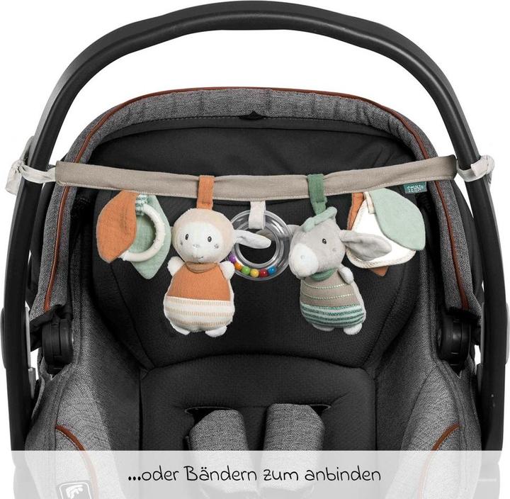 Immagine prodotto Fehn Kinderwagenketten Kinderwagenkette mit Rassel & Quietsche - Esel & Schaf