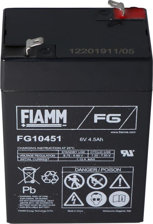 Immagine prodotto Fiamm Akku FG10451, 6Volt 4,5Ah 3FM4.5 (6 V, 4.50 Ah)