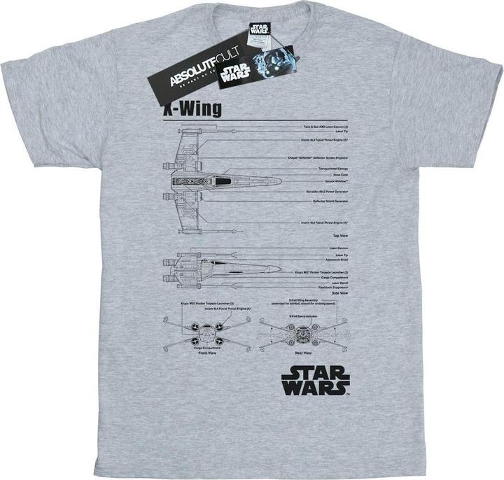 Immagine prodotto Star Wars X-Wing Blueprint Maglietta Ragazzi (140, 146)