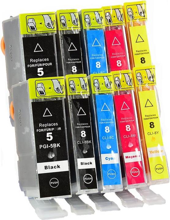 Actual product image Hermex Alternative ink cartridge to Canon PGI-5PGBK, CLI-8 CMYK (M, C, Y, PGBK, FC)