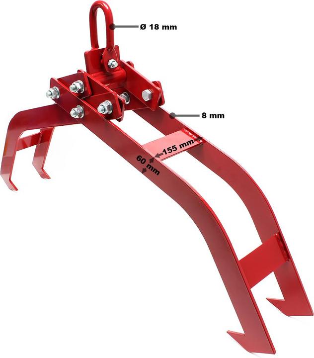 Image du produit Wiltec Pince forestière pour troncs max. 850 mm, Force 1500 kg, Pince de levage, 4 Mandrins de serrage (850 mm)
