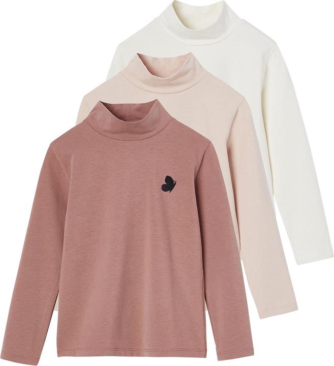 Vertbaudet 3er-Pack Mädchen Shirts mit Stehkragen BASIC Oeko-Tex