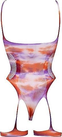 Actual product image Le Désir Open-cup Tie Dye strappy teddy & Dazzling Nipple Bling Sticker - (One size)