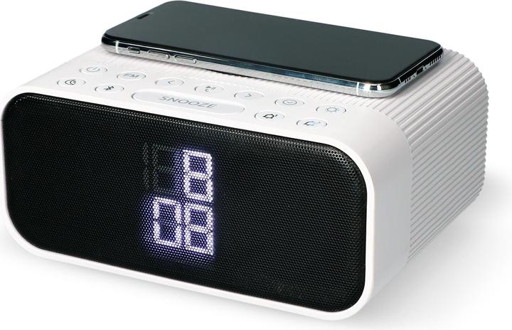 Actual product image KSIX Wuad Alarm Clock Wireless Charger 10w Bluetooth Speaker Fm Radio