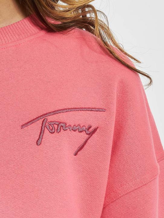 Actual product image Tommy Hilfiger Tommy Jeans Long Sleeve Sweatshirt Round Neck Logo Embroidery Pink Size S (S)