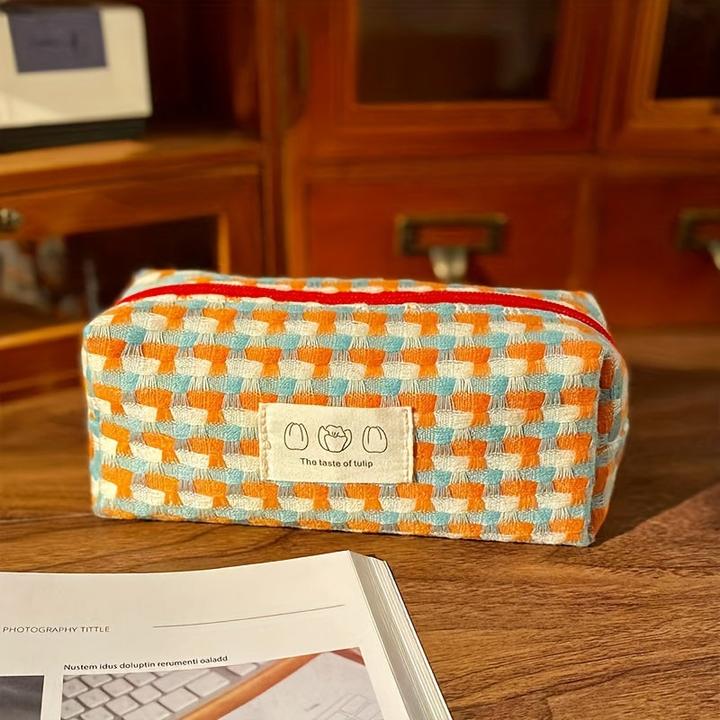 Actual product image Only-Bags.Store Rainbow woven stationery bag washable pencil case stationery box large capacity