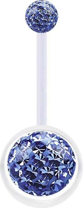 Immagine prodotto Star Piercing Banana trasparente con due sfere di cristallo strato protettivo epossidico blu chiaro (Bioflex, senza ottone)