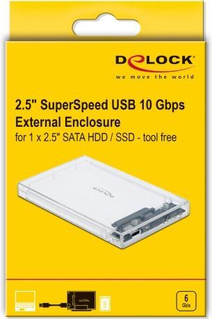 Immagine prodotto Delock Alloggiamento esterno per HDD / SSD SATA da 2,5" con USB Type-C (2.5")