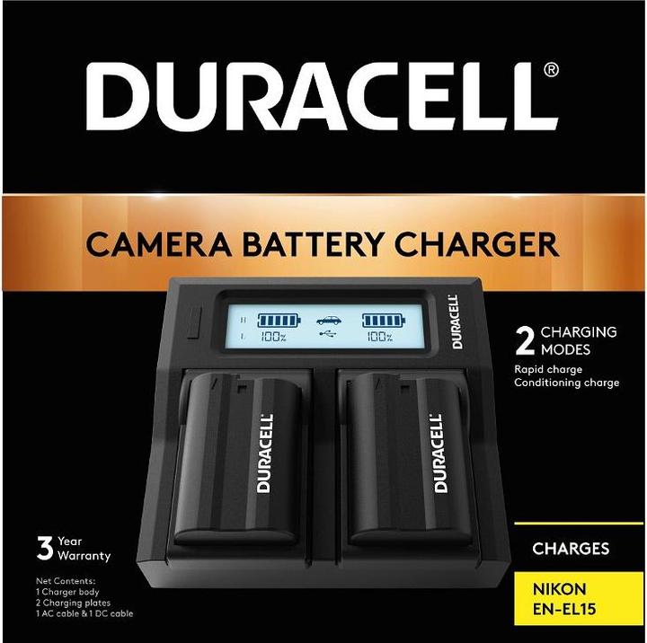 Actual product image Duracell Dual charger for DRNEL15/EN-EL15 (Camera battery charger)