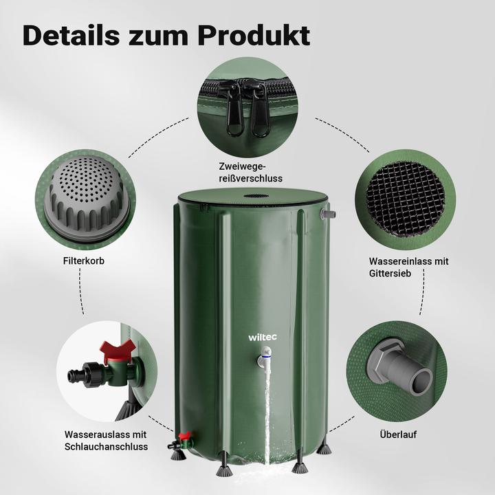 Actual product image Wiltec Foldable rainwater barrel 250 litre rainwater barrel water tank rain barrel water barrel (250 l)