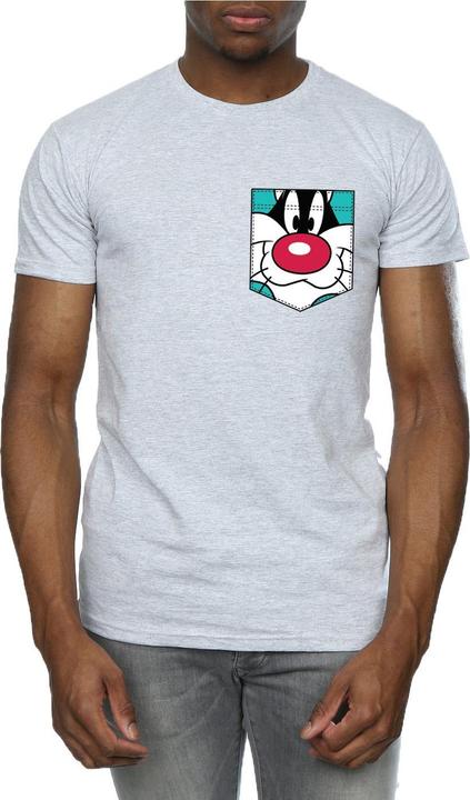 Immagine prodotto Looney Tunes Sylvester Face Faux Pocket Maglietta Uomo (L)