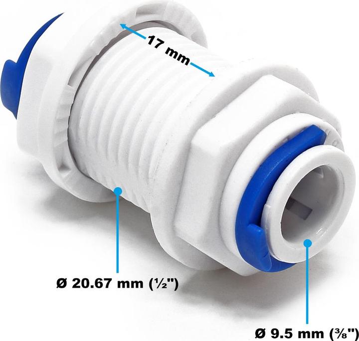 Produktbild Naturewater 2 x 3/8Zoll - 9,5mm AG 21mm Jaco Schlauchverbinder Umkehrosmose (Schlauchverbinder, 16.41 mm)