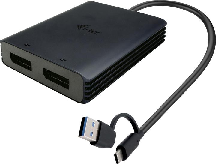 Actual product image i-tec USB-A/USB-C Dual 4K DP Video Adapter 2x 4K DP Display Adapter with DisplayLink Chip 6950 (DP, 27 cm)