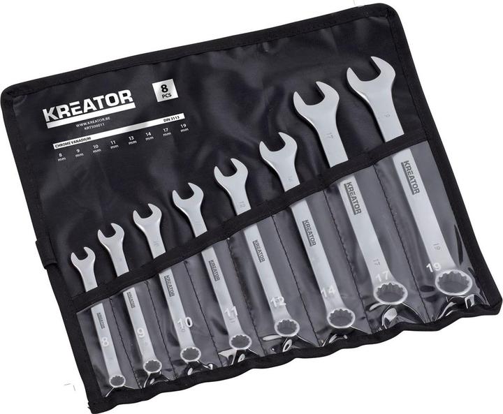 Immagine prodotto Kreator Set di chiavi combinate 8-19 mm - 8 pezzi. (19 mm, 12 mm, 14 mm, 16 mm, 10 mm, 18 mm, 17 mm, 11 mm, 15 mm, 8 mm, 9 mm, 13 mm)