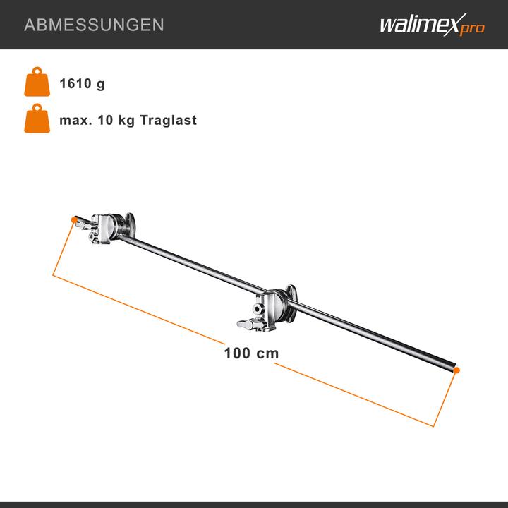 Actual product image Walimex pro per boom with 2 screw clamps, 100cm (100 cm, 10 kg)