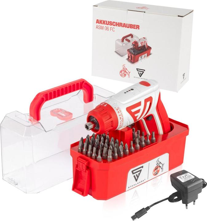 Stahlwerk Avvitatore a batteria ASM-36 FC Köln Edition avvitatore compatto a bacchetta da 3,6 V (Porta USB)